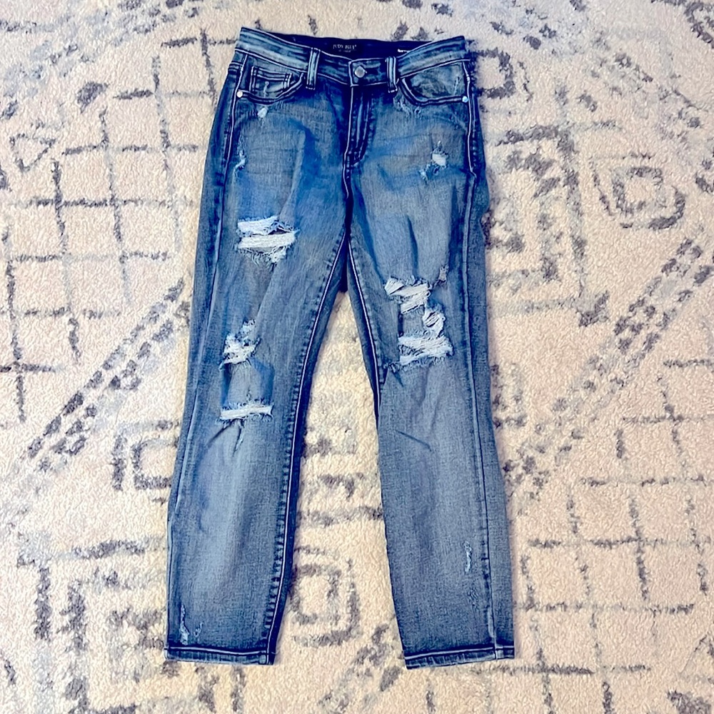 Judy Blue High Rise Boyfriend Fit Distressed Stretchy Jeans Size 3/26